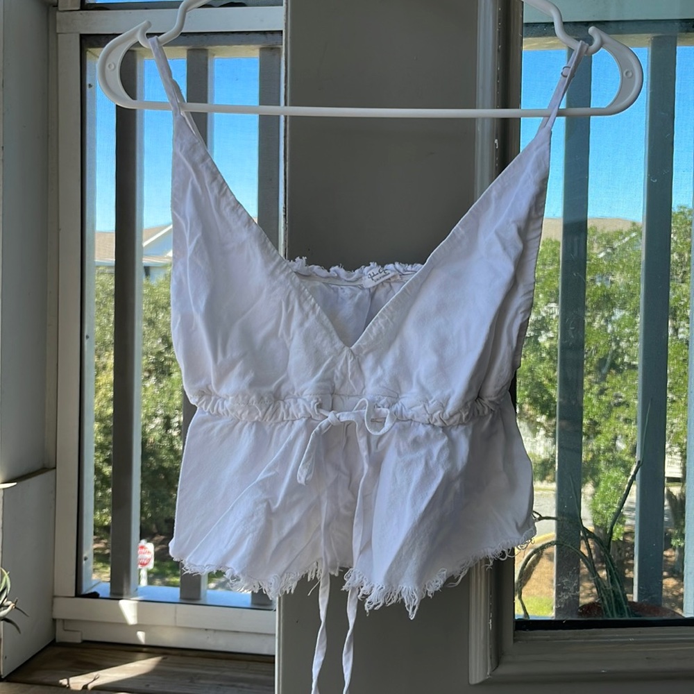White Ruffled Crop Top